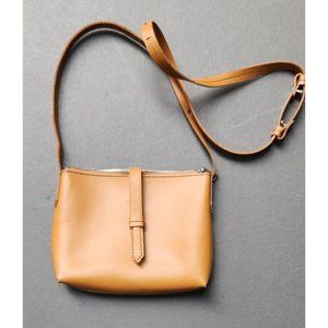 J. Crew Parker Smooth Tan Leather Crossbody Bag Adjustable Strap Purse